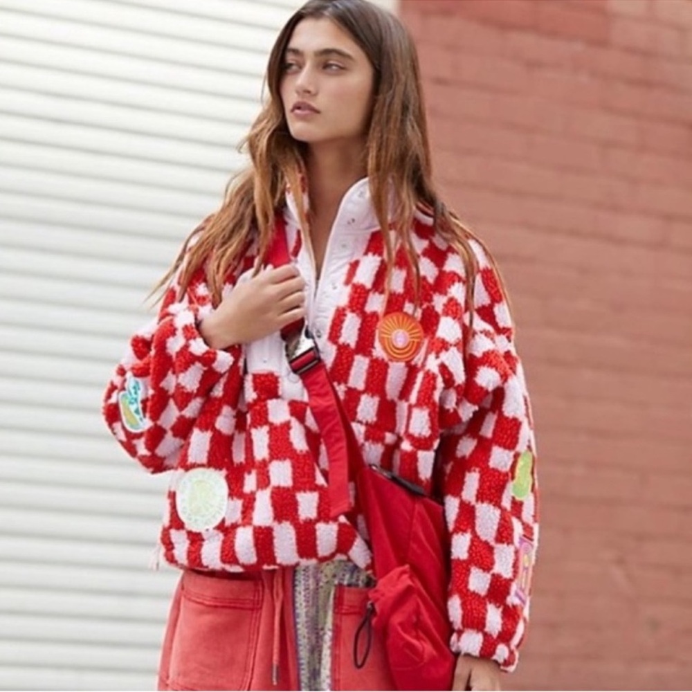 RARE Free People Movement | Hit The Slopes Checkered Fleece Pullover | Medium - Picture 11 of 13